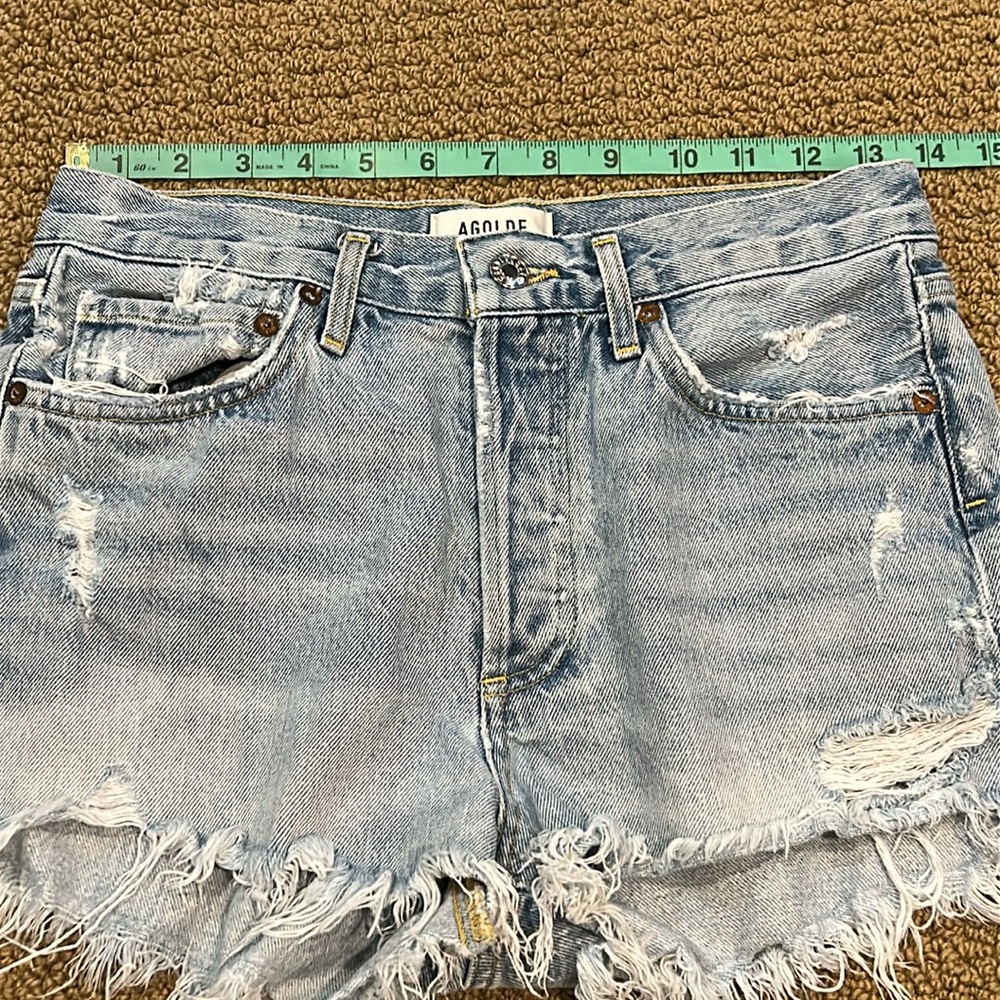 AGOLDE Women's Parker Vintage Distressed Denim Shorts size 25 Button Fly - Picture 12 of 14